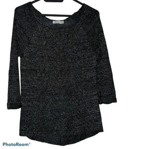 Reitmans metallic charcoal long sleeve  sweater blouse Sz SP